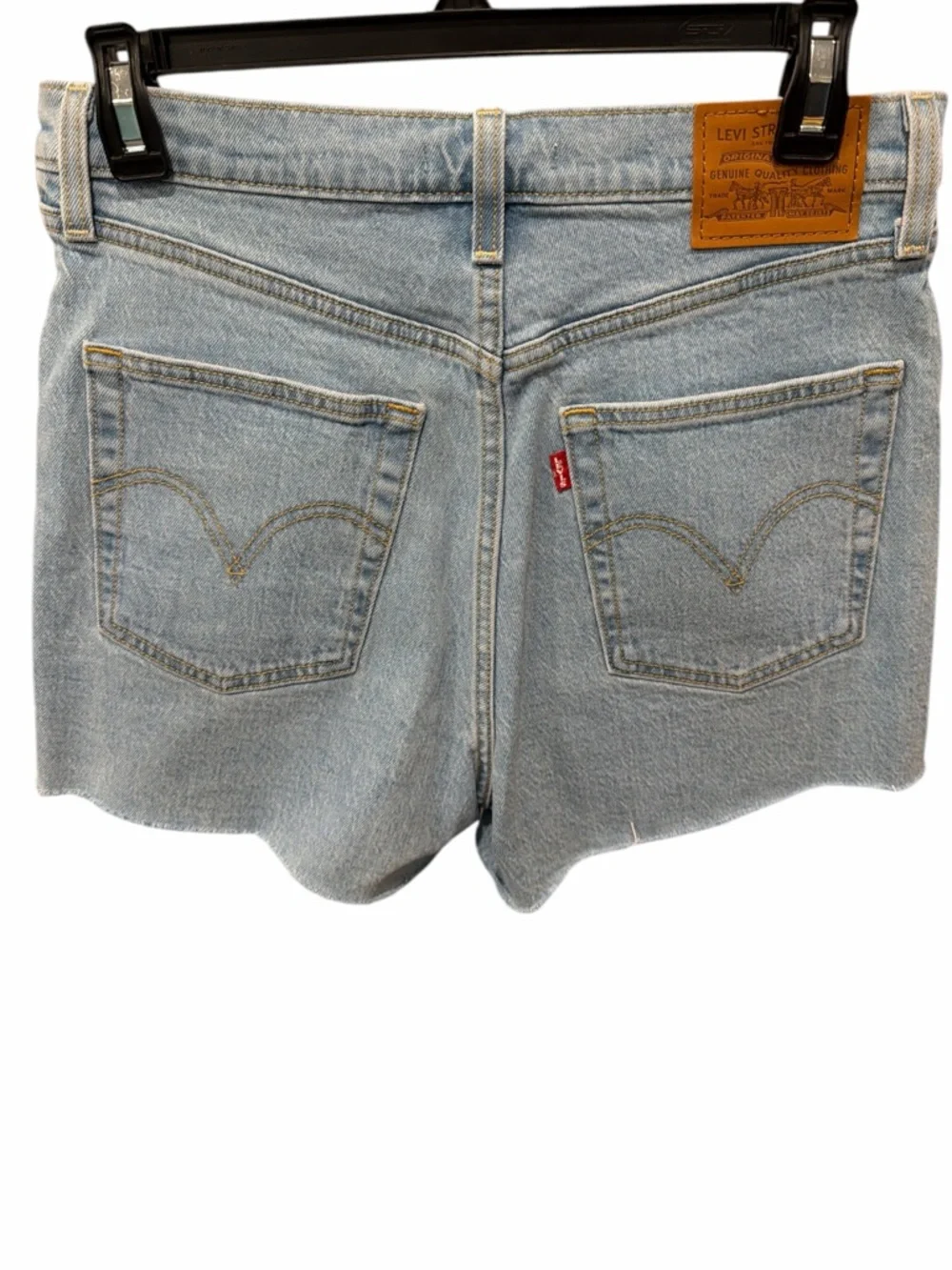 Levi’s Ribcage Shorts Sz 29 | Ultra High Rise Light Wash Distressed Denim - Picture 3 of 9